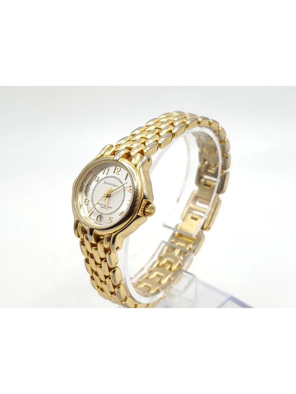 Jaclyn Smith Watch Womens New Battery Gold Tone Date Dial 24mm